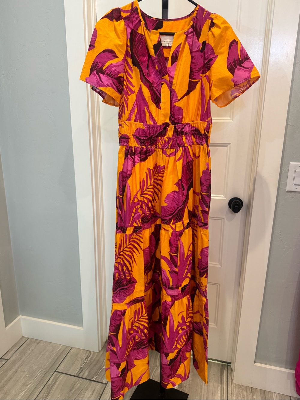 Women’s Somerset Maxi One-Piece Bright Orange and Magenta Tropical Dress